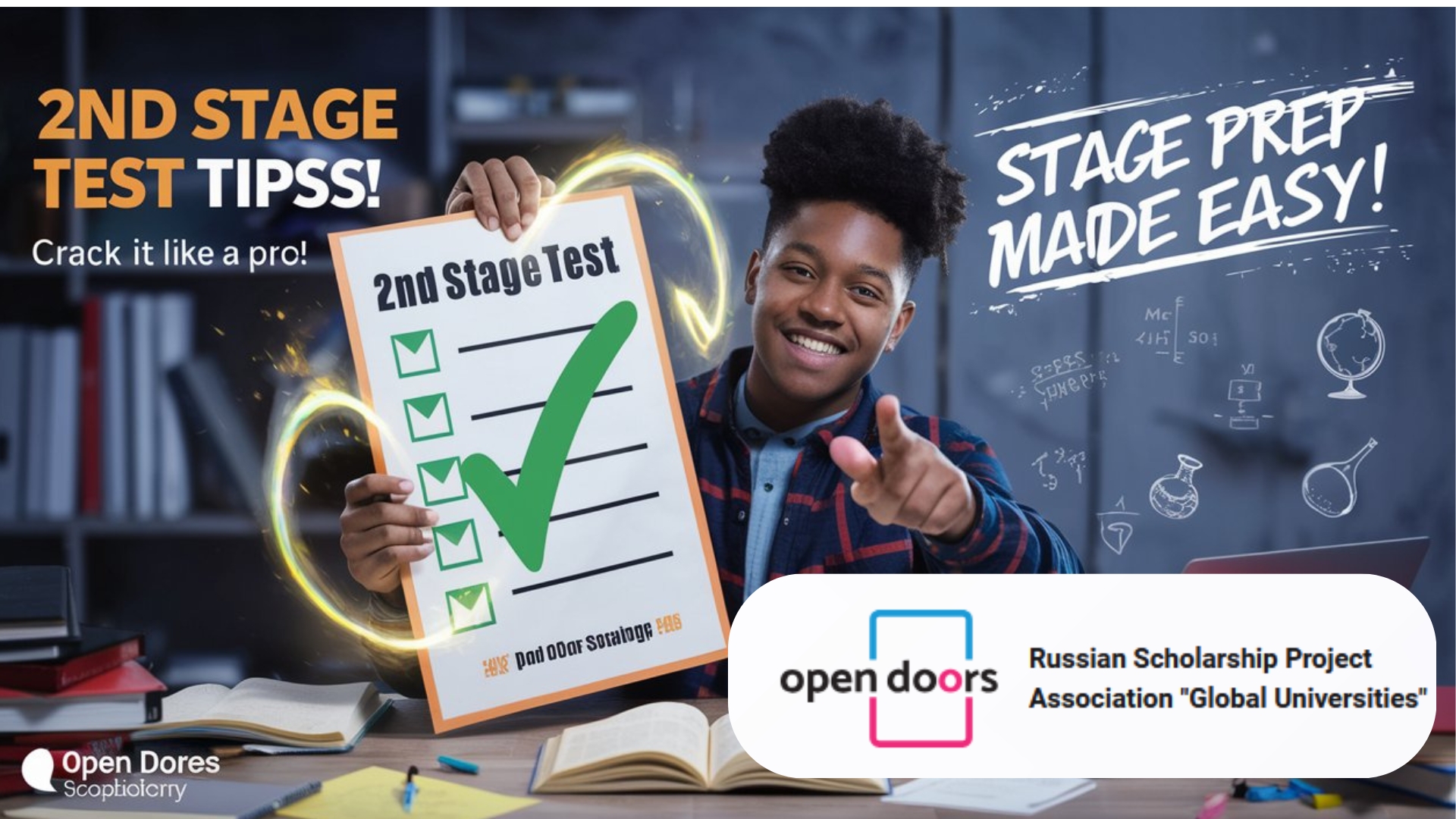 2nd stage test, open doors scholarship, study tips